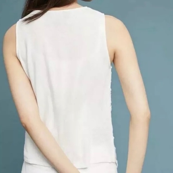 Anthropologie JAMES COVIELLO White Martigues Lace Shell Tank Top Linen Medium - Picture 9 of 14